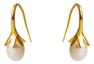 Dainty Gold Vermeil & Pearl Design Statement Earrings, A Pair
