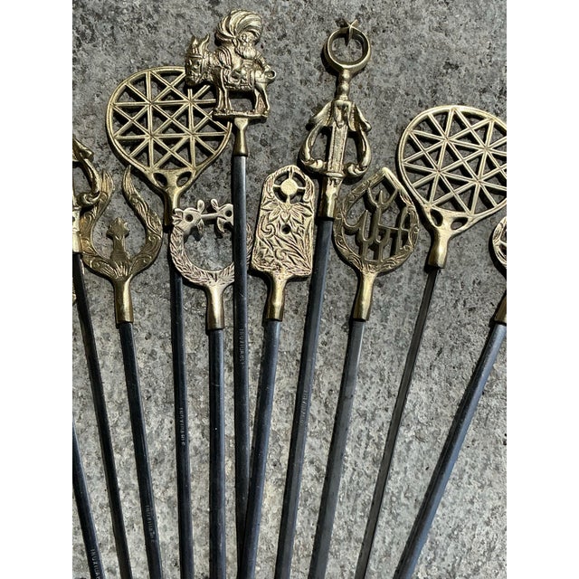 Vintage Boho Brass Icon Skewers - Set of 12 For Sale In West Palm - Image 6 of 11