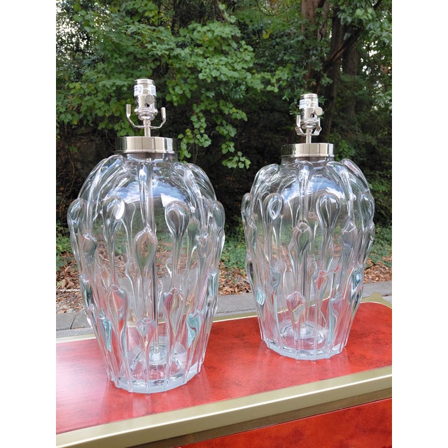 Pair of Vaughan "Pavia" Hand-Blown Crystal Glass Table Lamps, Model tg0080.ni For Sale - Image 17 of 17