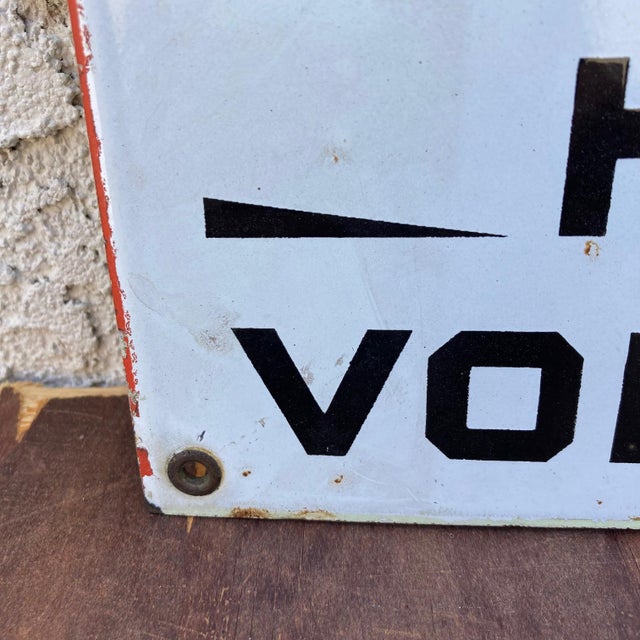 Ceramic Mid Century Danger High Voltage Porcelain Sign For Sale - Image 7 of 11