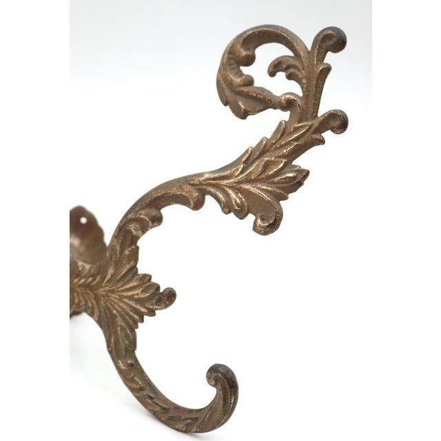 French Antique French Brass Plated Cast Iron Hall Tree Hook For Sale - Image 3 of 6
