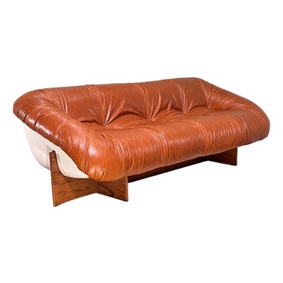 Percival Lafer Leather and Rosewood Sofa For Sale
