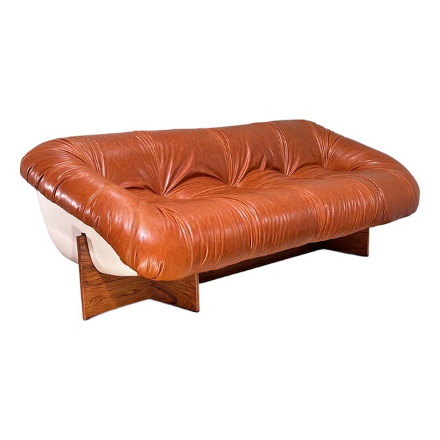 Restored Percival Lafer Mp-61 Leather and Rosewood Sofa For Sale