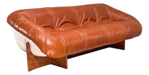 Restored Percival Lafer Mp-61 Leather and Rosewood Sofa