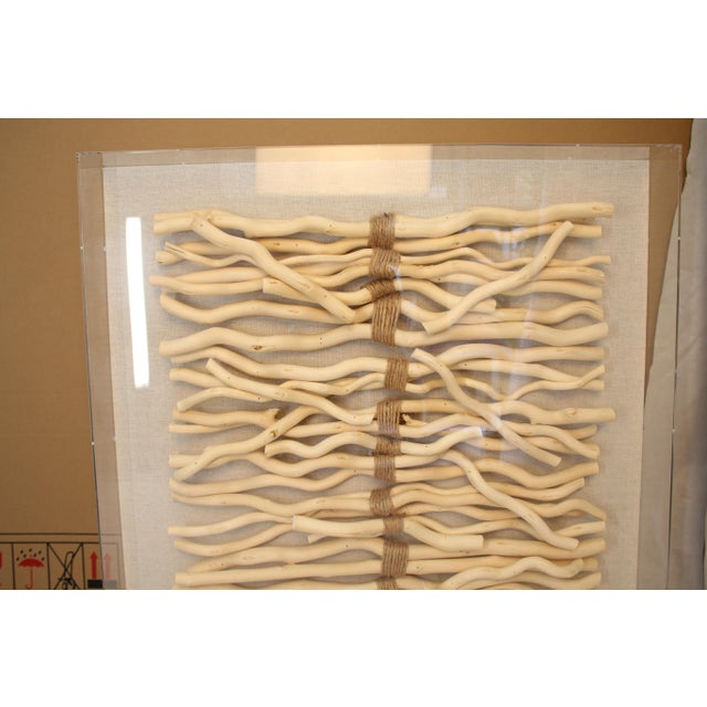 Handcrafted of wood and acrylic 24" sq art wicker twigs