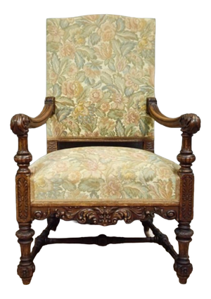 Armchair in Carved Walnut