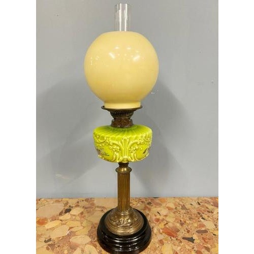 Victorian Oil Lamp Porcelain Gilt Table Light 1880 For Sale - Image 5 of 7