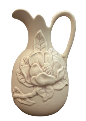 1940s Redwing Pottery Magnolia Pattern Pitcher in Ivory #1012
