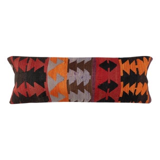 12"x35" Vintage Kilim Cushion Cover. Hand-Woven Bohemian Throw Pillow Cover For Sale
