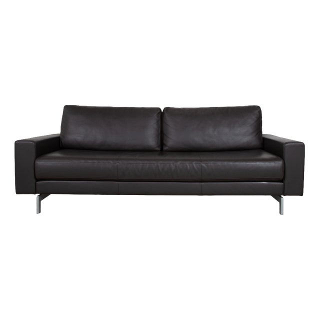 Vida Leather Three-Seater Brown Sofa from Rolf Benz For Sale