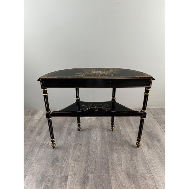 Wood 20th Century Louis XVI Style Painted Half-Moon Console For Sale - Image 7 of 12
