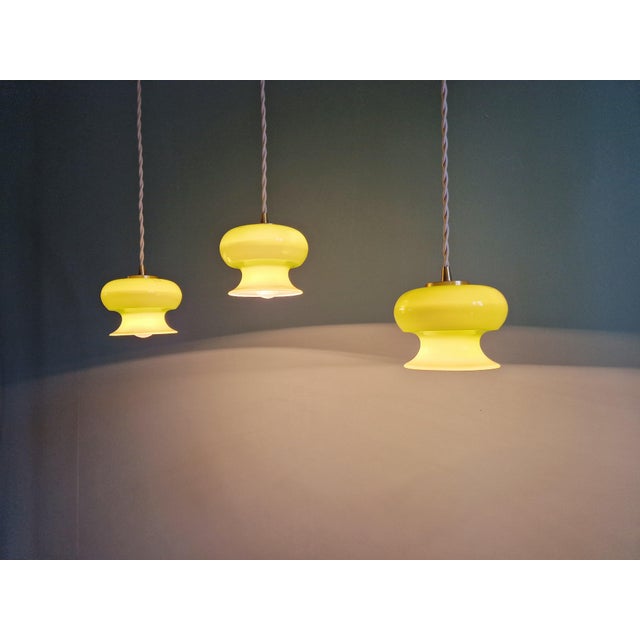 Vintage Pendant Lights in Green Opaline Glass, 1960s, Set of 3 For Sale - Image 15 of 16