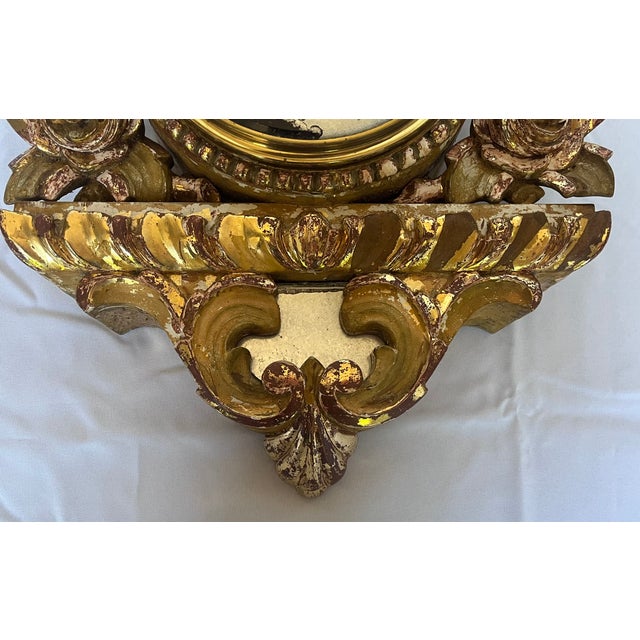 Antique French Gilt Wood Clock Case W/Mirrored Convex Glass Finish For Sale - Image 16 of 18