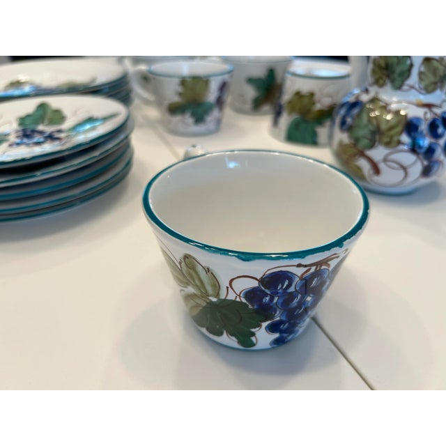 Vintage Tuscan Style Grapevine Luncheon Set for Six & Pitcher, Made in Italy- 19 Pieces For Sale - Image 11 of 11