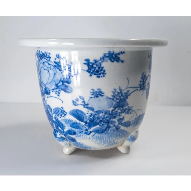 Mid-Century Japanese Blue and White Arita Jardiniere Planter Cachepot For Sale - Image 4 of 10