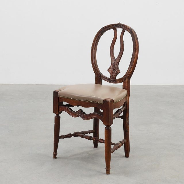 Antique Gustavian Walnut Chair with Leather, 1700s For Sale - Image 14 of 14