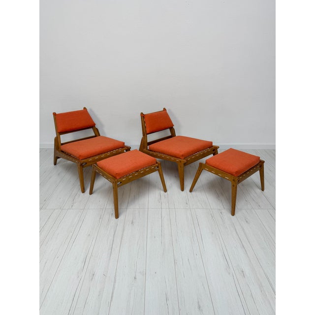 1960s Vintage Hunting Lounge Chairs with Ottomans by Heinz Heger for PGH Annaberg-Buchholz, 1960s, Set of 4 For Sale - Image 5 of 17