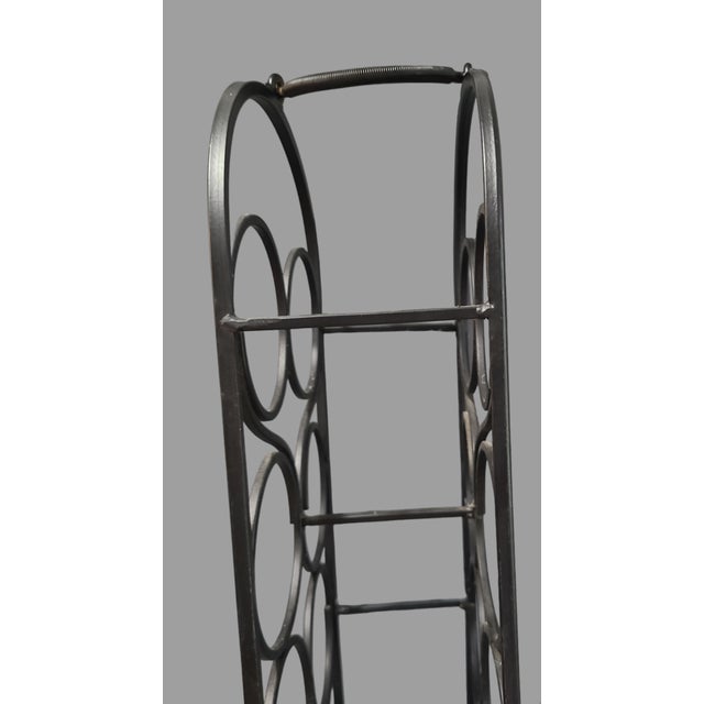 Metal Vintage Wrought Iron Freestanding Countertop Eight Bottle Wine Rack For Sale - Image 7 of 8