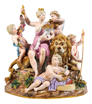 Large The Earth Allegorical Group by M.V. Acier for Meissen, Germany, 1850