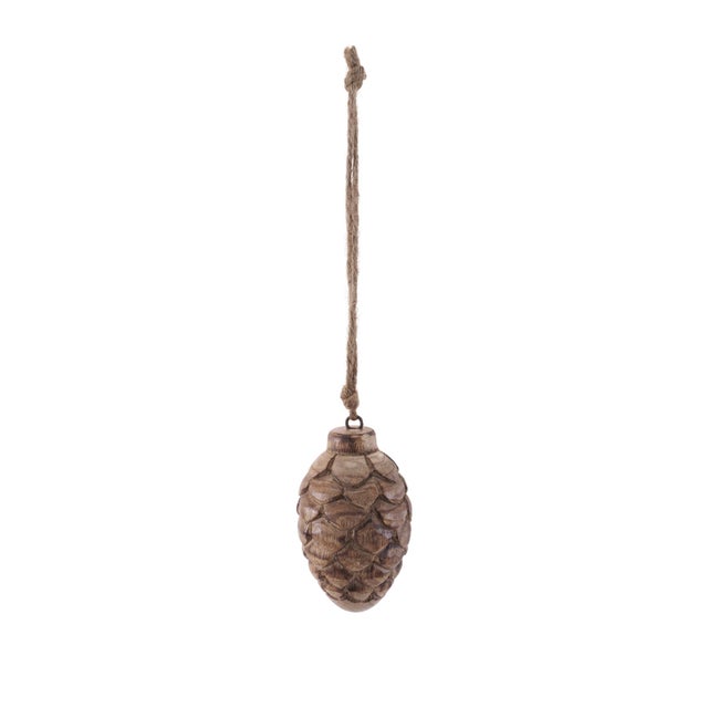 Wooden Pine Cone Ornament Set of 24  5" & 5.75"H For Sale In Chicago - Image 6 of 6
