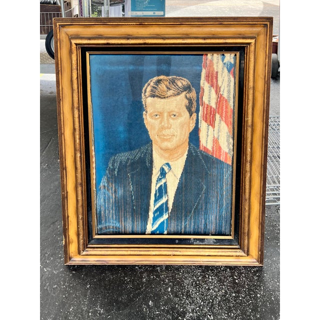 1960s Vintage 1960s John F. Kennedy Woven Tapestry Portrait – Made in Italy For Sale - Image 5 of 10