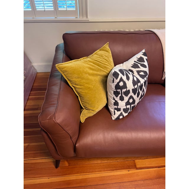 Midcentury Modern Cognac Leather Sofa 91" New With Tag For Sale - Image 10 of 12