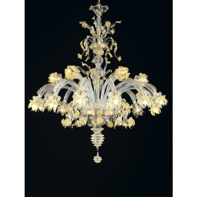 Gold Huge Luxury Italian Chandelier With Flowers and Leaves Murano Glass For Sale - Image 8 of 8