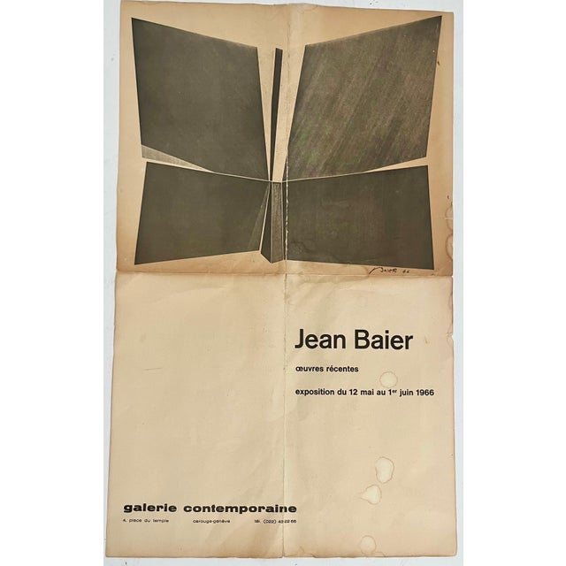Gray Jean Baier, 1960s Swiss Postwar Contemporary Geometric Abstract Painting on Metal Jean Baier, 1960 For Sale - Image 8 of 9