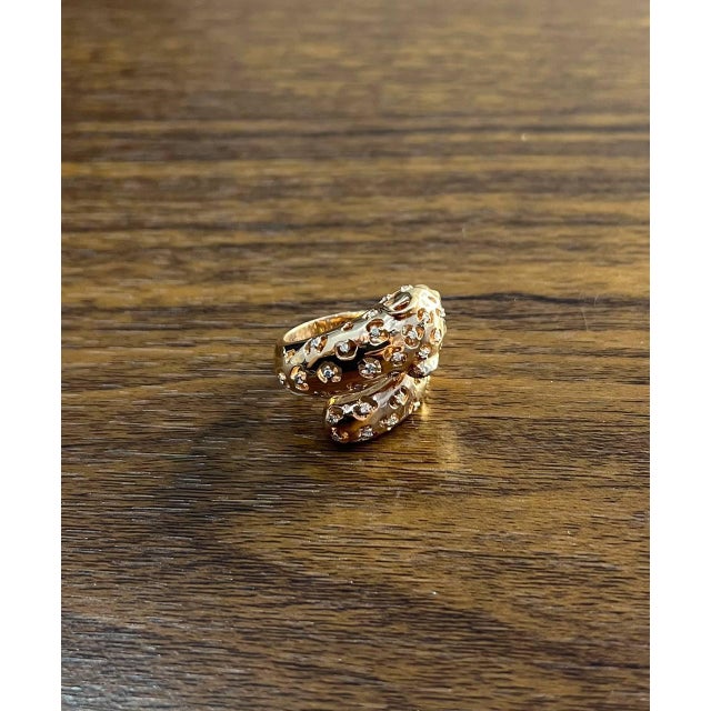 Leopard Jaguar Panther Lion Diamond Emerald 14k Rose Gold Statement Animal Ring, Size 7 For Sale In Washington DC - Image 6 of 14