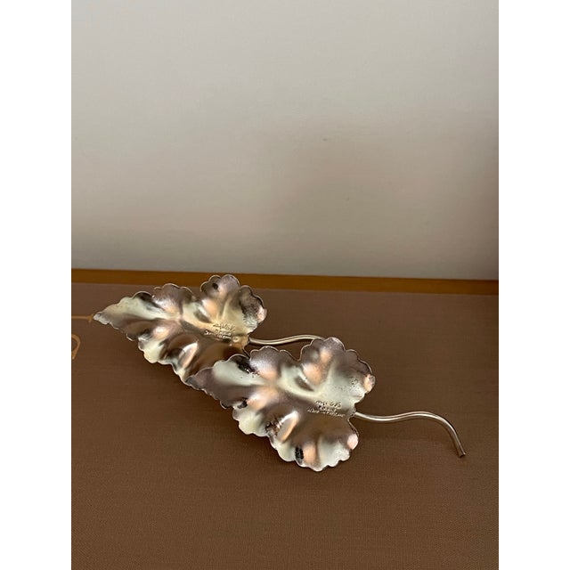 Silver Antique Leaf Design Silver Plated Salt and Pepper Shakers in Satin Lined Case - 3 pcs For Sale - Image 8 of 12