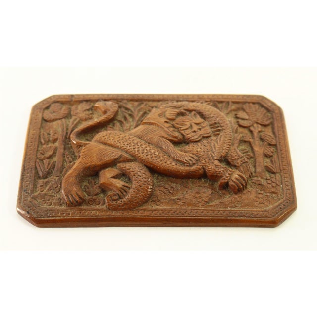 19th Century Carved Exotic Wood Scale Box With Lion & Dragon, Bali For Sale - Image 14 of 18