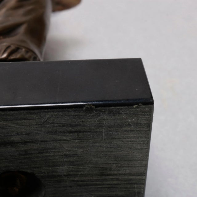 Late 19th Century Antique 1910 Figural Bronze Portrait Sculpture of Young Girl For Sale - Image 5 of 8