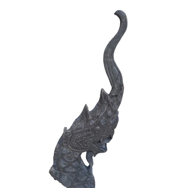 Antique Thai Naga Temple Finial on Stand Southeast Asia, Naga is known as the king snake, the ruler of the underworld...