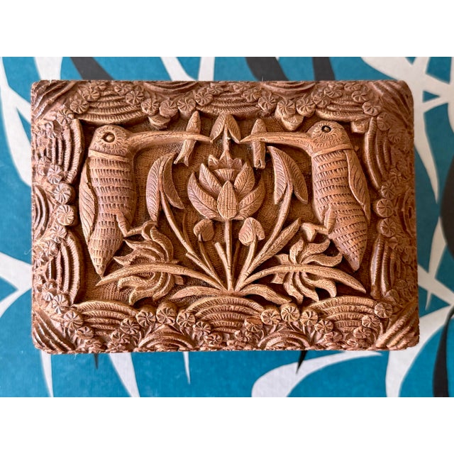 Wood 1940s Hand-Carved Wooden Cigarette Dispenser Box For Sale - Image 7 of 11