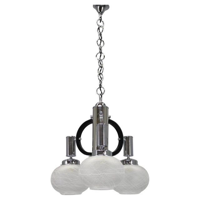 Italian Gold Glass Chandelier, 1970s For Sale - Image 13 of 13