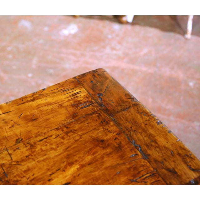 Wood 19th C. Spanish Baroque Walnut Refectory Table With Iron Stretcher For Sale - Image 7 of 9
