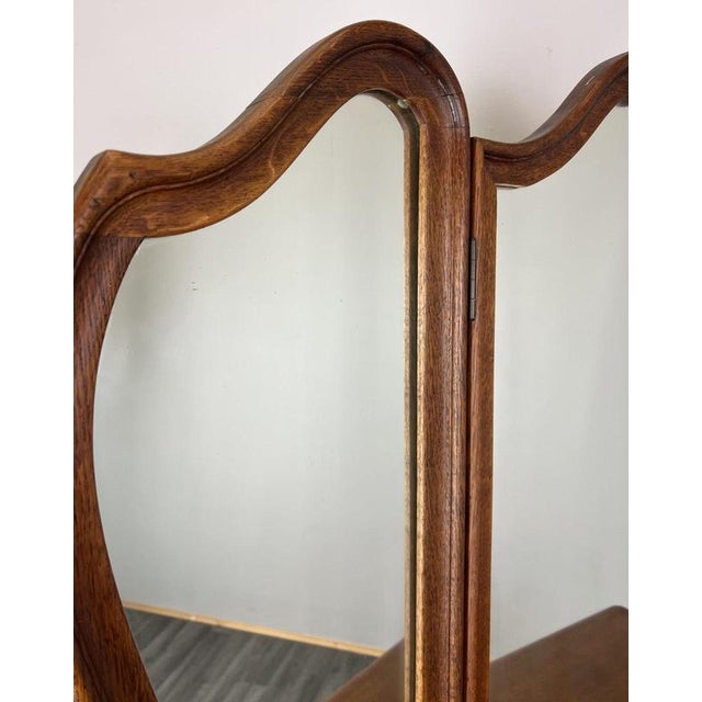 Vintage French Dressing Table with Mirror in Oak For Sale - Image 15 of 18