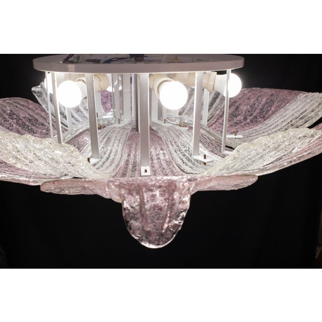 Large Vintage 1980s Murano Glass Ceiling Lamp Pink For Sale - Image 11 of 12