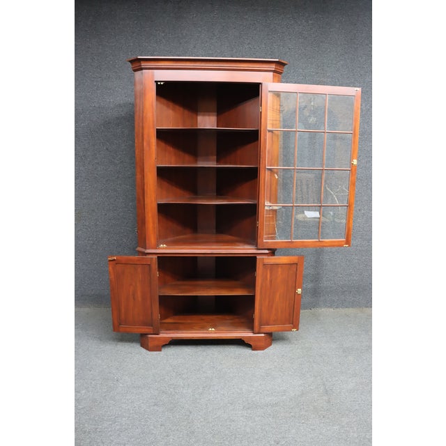 Henkel Harris Cherry Lighted Corner Cabinet For Sale - Image 13 of 13