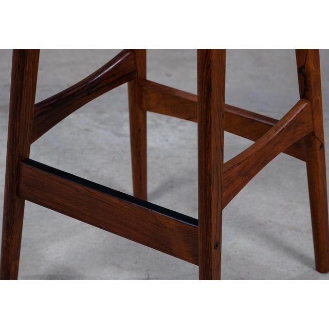 Mid-Century Rosewood & Leather Bar Stools by Erik Buch for Dyrlund, Set of 4 For Sale - Image 13 of 14