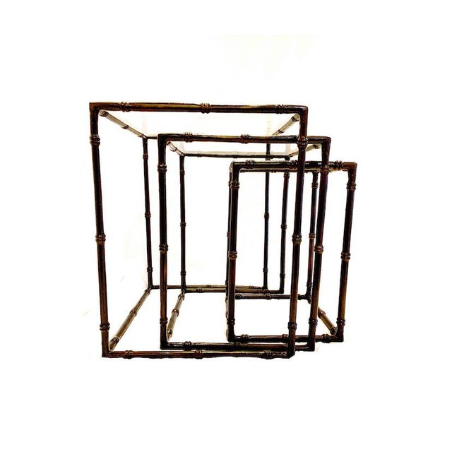 Mid 20th Century Mid-Century Modern Faux Bamboo Nesting Tables - Set of 3 For Sale - Image 5 of 5