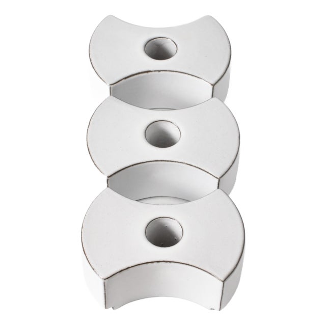 White Ceramic Modular Candleholders by Zweitse Landheer for Cor Unum, 1970s, Set of 3 For Sale