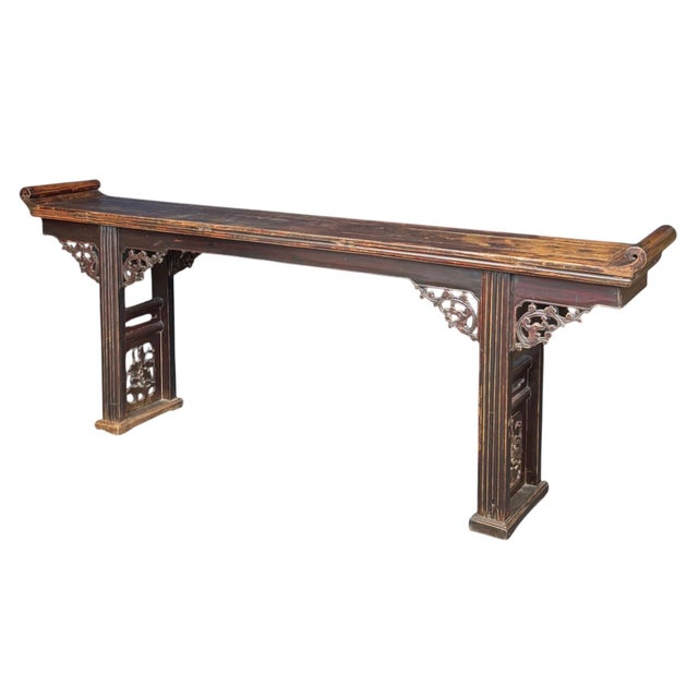 19th Century Monumental Carved Elmwood Chinese Altar or Console Table For Sale - Image 4 of 6