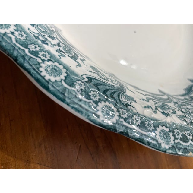 Early 20th Century F. Winkle & Co. Colonial Pottery Transferware “Malvern” Platter in Green For Sale - Image 4 of 9
