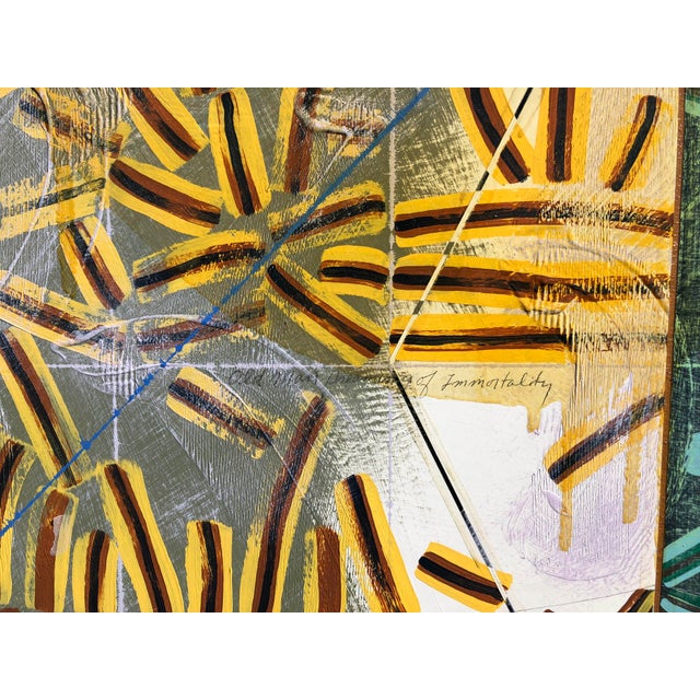 Monumental 1982 Abstract Painting “Old Man Dreaming of Immortality” by Wongi Sul – 8 Ft Wide Description: A striking and...