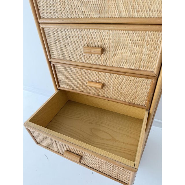 Vintage Rattan Wicker 6-Drawer Dresser, 1960s For Sale - Image 9 of 14