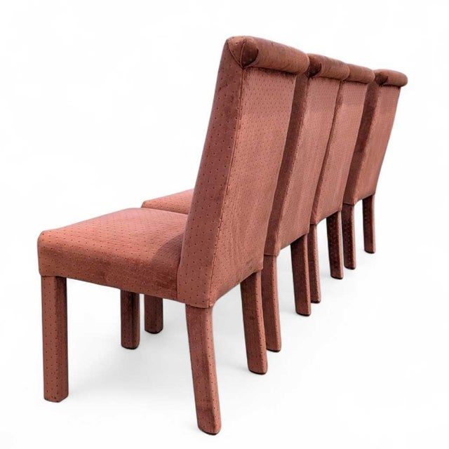 Postmodern Salmon-Pink Velvet Dining Chairs, Sculptural Set of 4 (1980s) For Sale - Image 17 of 18