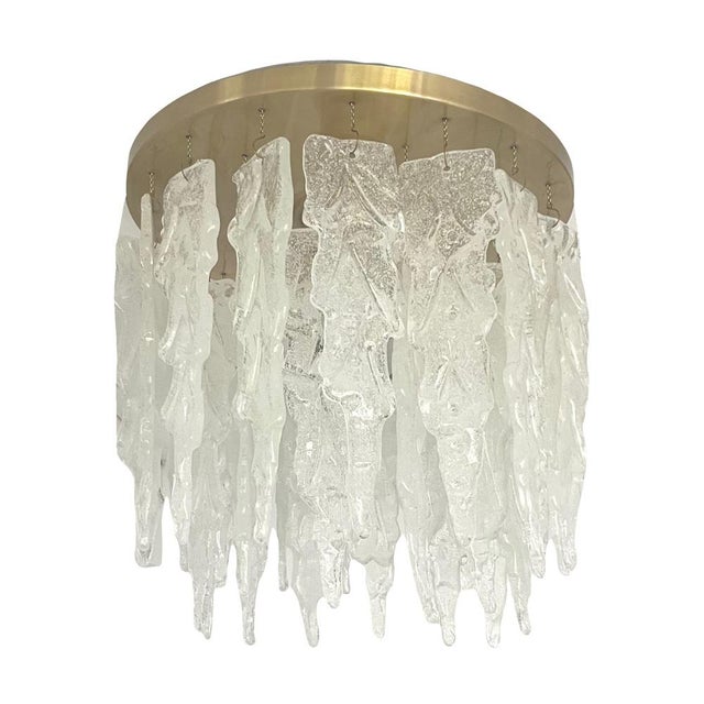 Mid-Century Italian Clear Murano Leaf Flushmount, 1970s For Sale - Image 17 of 17