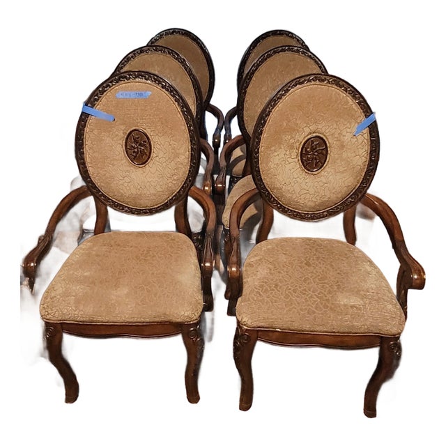 6 Louis XVI Oval Medallion Back Dining Room Chairs For Sale