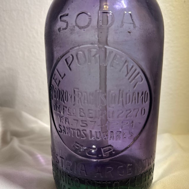 Purple Antique Authentic Pedro Francisco Adamo Seltzer Bottle. Embossed markings very clear.